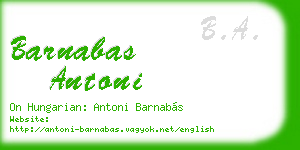 barnabas antoni business card
