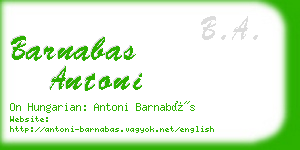 barnabas antoni business card